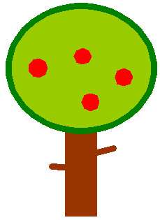 Ein graphisch gezeichneter Apfelbaum